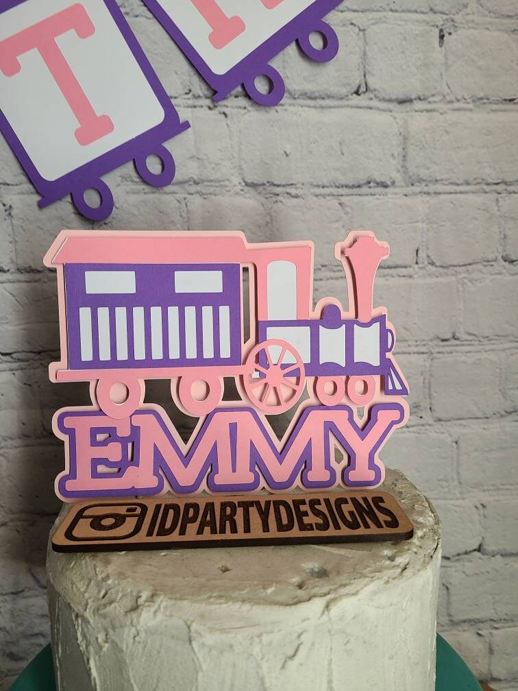 3D TRAIN CENTERPIECE Girl Train Party Girly Train Pop Up Train Centerpiece Balloon Holder Train Birthday Train Party Chuga Chuga Two Two