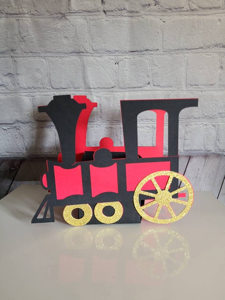 3D TRAIN CENTERPIECE Express Party Christmas Polar Pop Up Train Centerpiece Balloon Holder Train Birthday Train Party Chuga Chuga Two Two