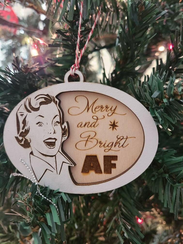 FUNNY CHRISTMAS ORNAMENTS Adult Ornaments White Elephant Vintage Retro Pin Up Bright Af Getting Lit