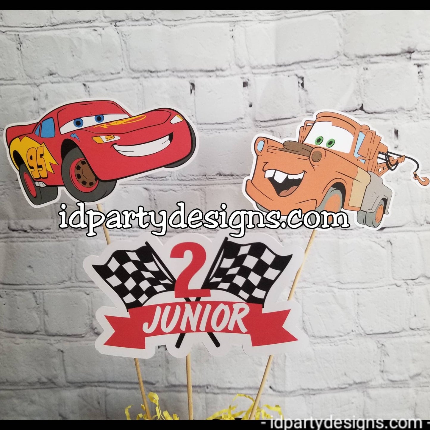 CARS LIGHTNING MCQUEEN and Mater Cake Topper  with custom name