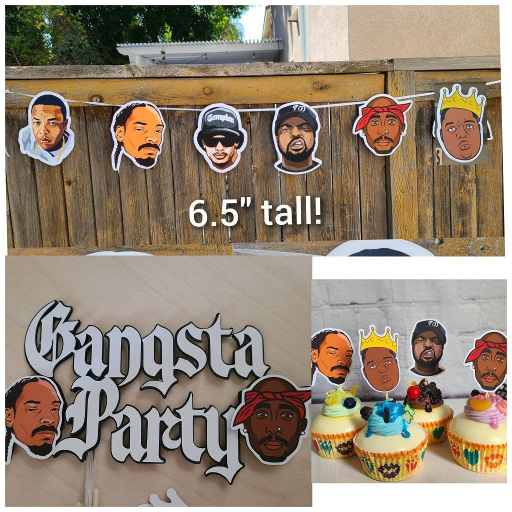90s HIP HOP BIRTHDAY Cake Topper 90s Themed I love the 90s Ice Rappers Gangsta Rap All a Dream Gangsta Party