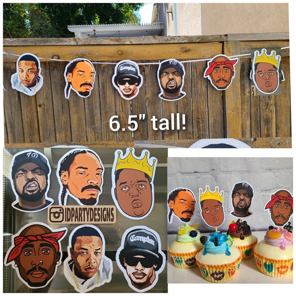 90s HIP HOP BIRTHDAY Cake Topper 90s Themed I love the 90s Ice Rappers Gangsta Rap All a Dream Gangsta Party
