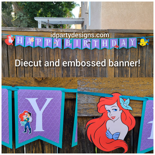 LITTLE MERMAID ARIEL  Mermaid Baby Shower  Mermaid Banner Beach Birthday Seashell Seahorse Sea Horse