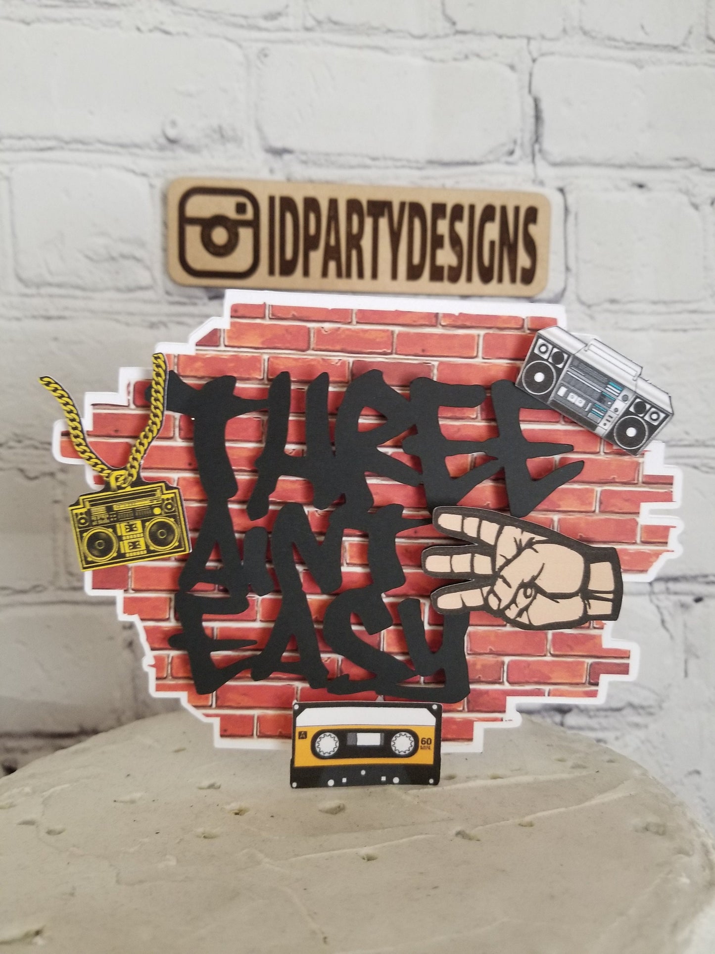 THREE AINT EASy Two Legit To Quit Cake Topper Cupcake Toppers Boom Box 90s Themed I love the 90s Rappers Gangsta Rap