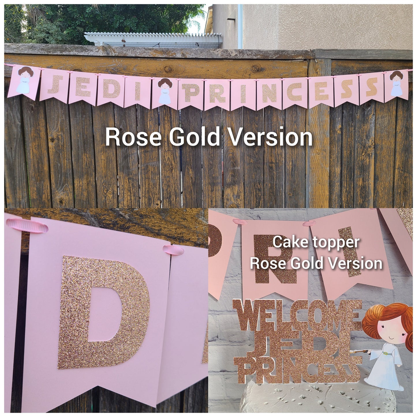 STAR WARS BABY Shower Cake Topper Rose  Gold Any PhraseJedi Princess Princess Leia Its a Girl Baby Princess The Force Yoda Darth Vader