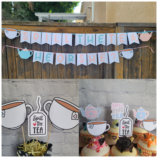 GENDER REVEAL TEA He or She Spill the Tea Reveal Idea