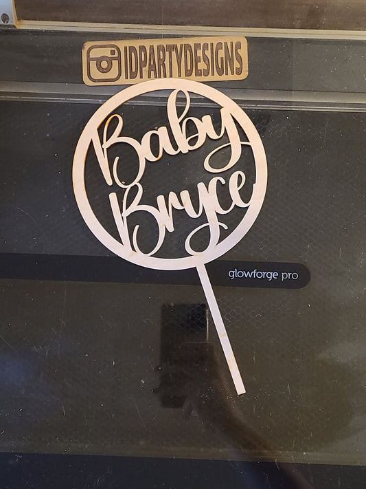BOHO WOOD CAKE Topper Baby Name Cake Topper