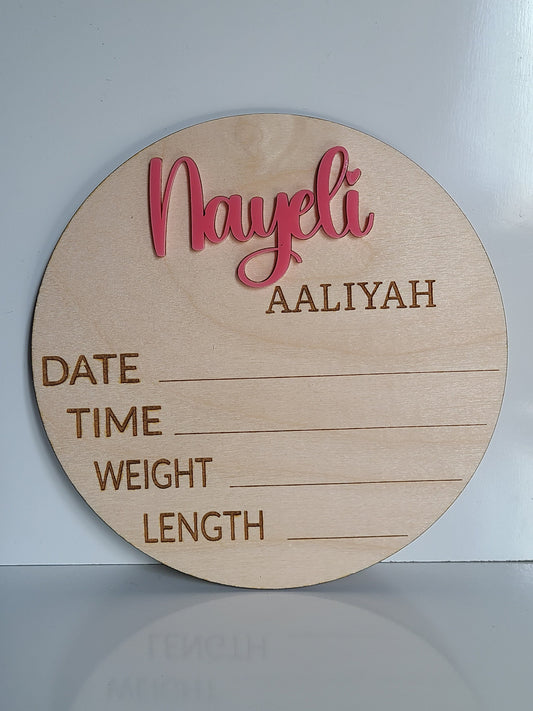 Baby Birth Announcement Birth Stats Wood Photo Prop