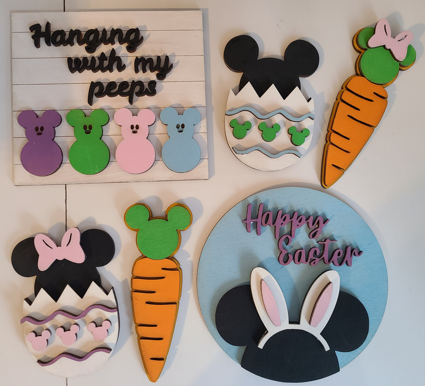 Mickey Mouse and Minnie Mouse Easter WOOD Tiered Tray Set