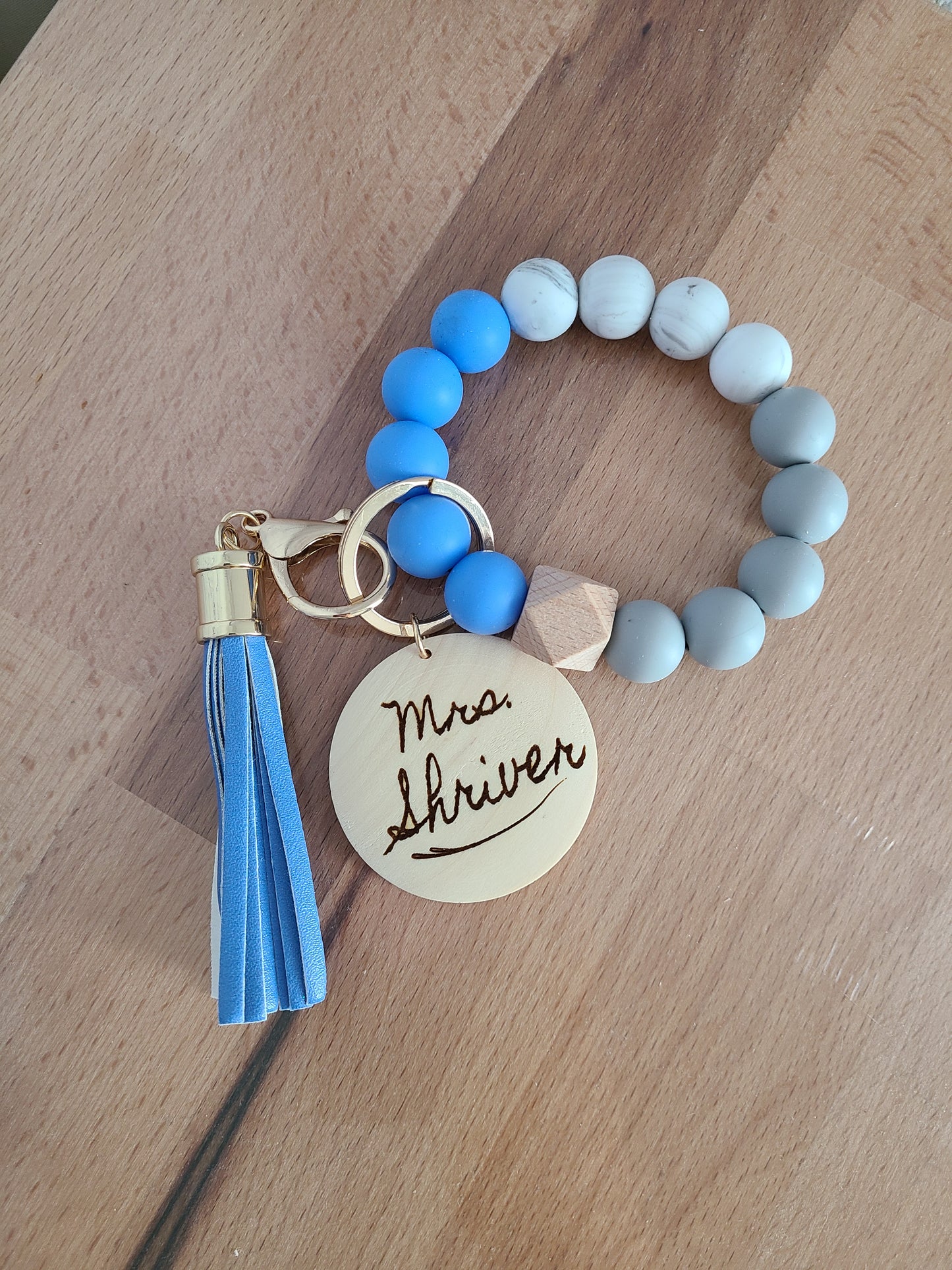 FULL OF FAITH and Caffeine Silicon Bead Bracelet Keychain Key Fob Wristlet