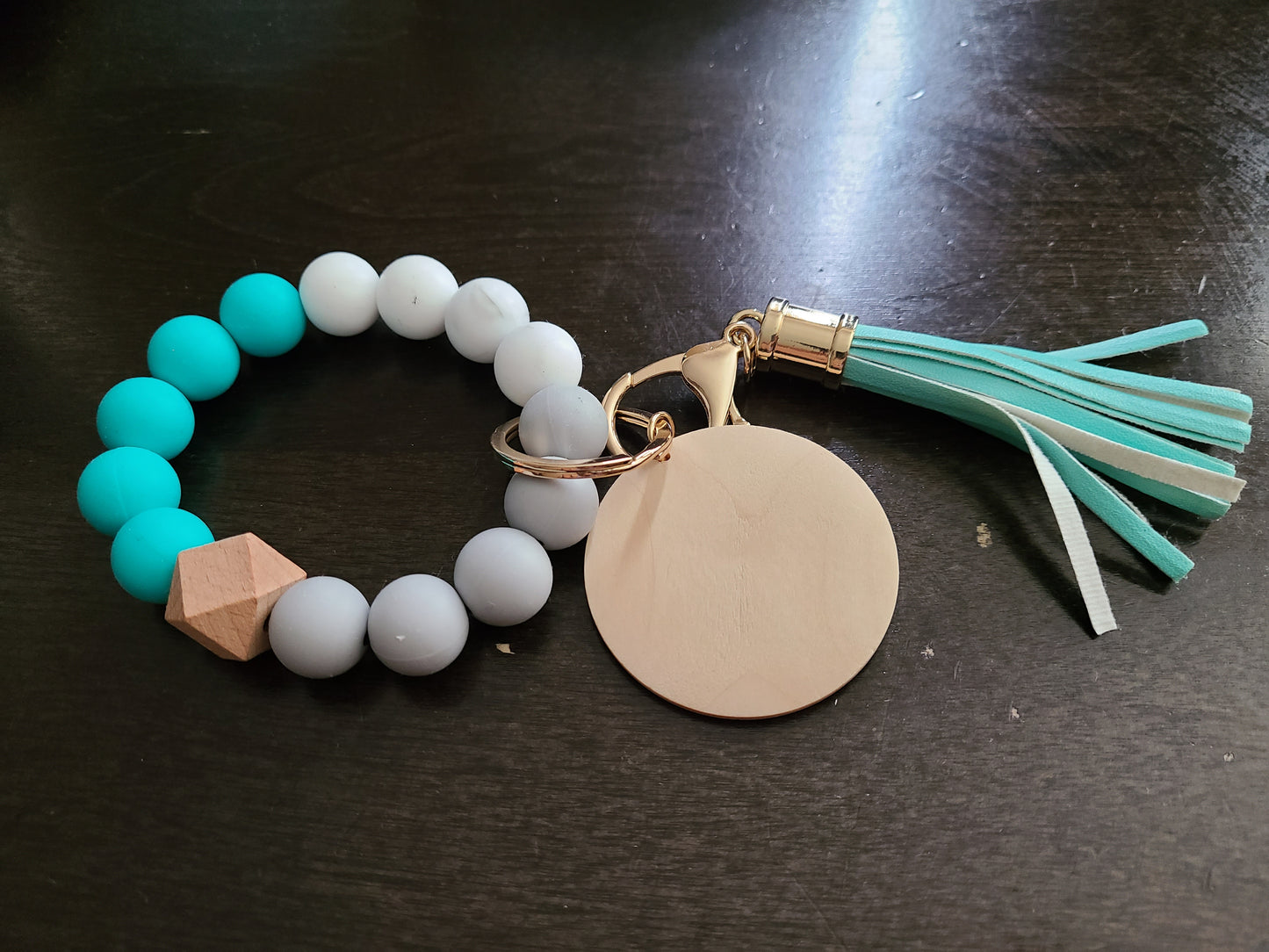 FULL OF FAITH and Caffeine Silicon Bead Bracelet Keychain Key Fob Wristlet