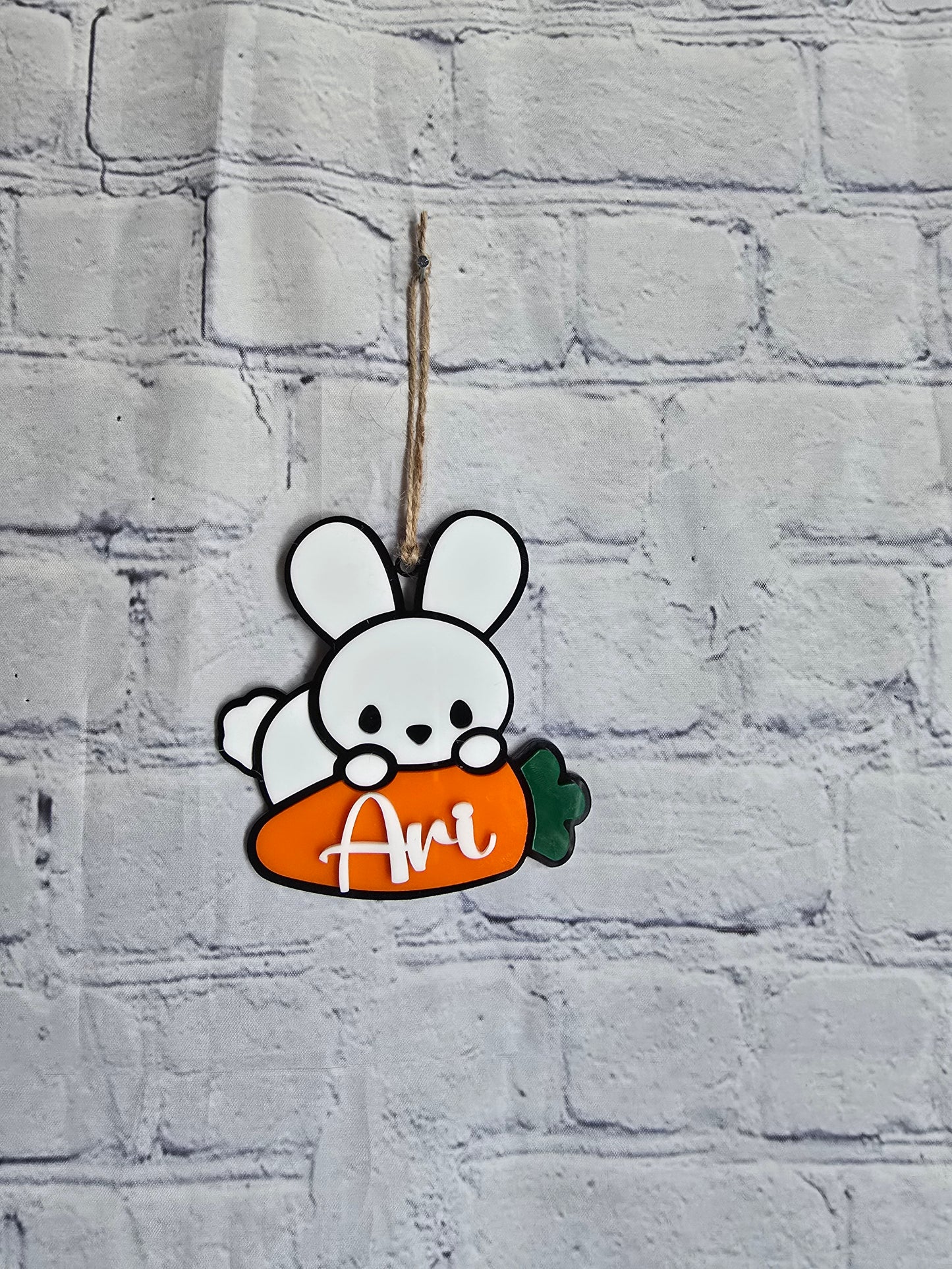 Easter Basket Acrylic Tags Bunny and Carrot with Name