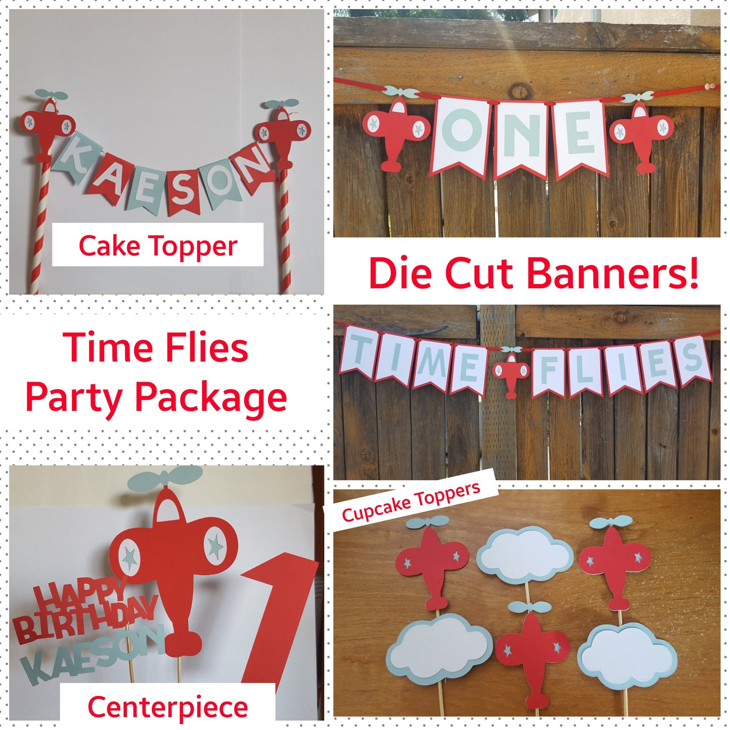 TIME FLIES PARTY Package Free Shipping Vintage Airplane Birthday Airplane Theme First Birthday Plane Birthday