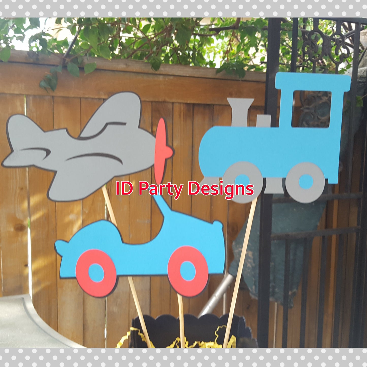 TRANSPORTATION BANNER Trains Planes and Automobiles Birthday Transportation Cake Banner Garland Cupcake Centerpiece Things That Go