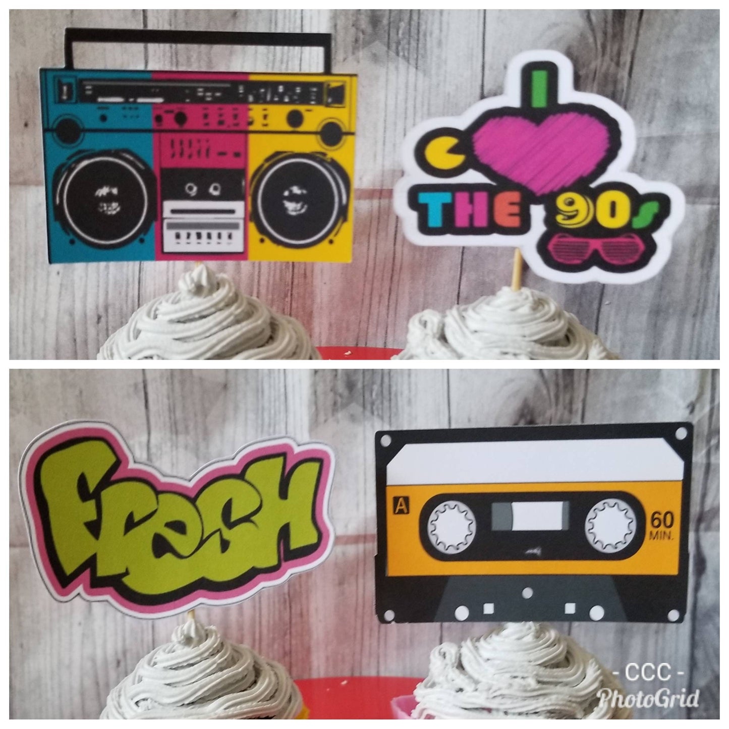 90s TWO LEGIT TO Quit Cake Topper Hip Hop Birthday Cupcake Toppers Fresh Prince Boom Box 90s Themed I love the 90s