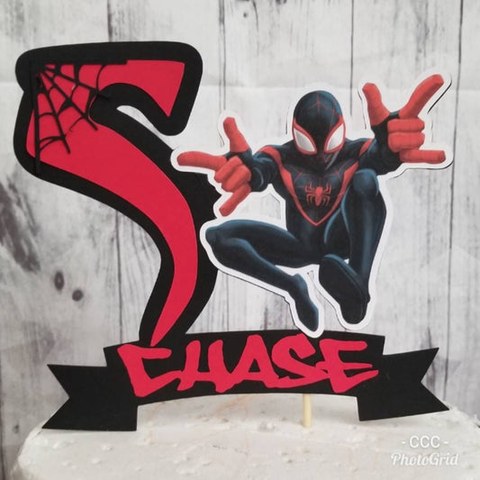 MILES MORALES SPIDERMAN into the Spider VeRSE Spiderverse CaKE ToPPER Miles Morales Spider Gwen Birthday Super Hero Decorations