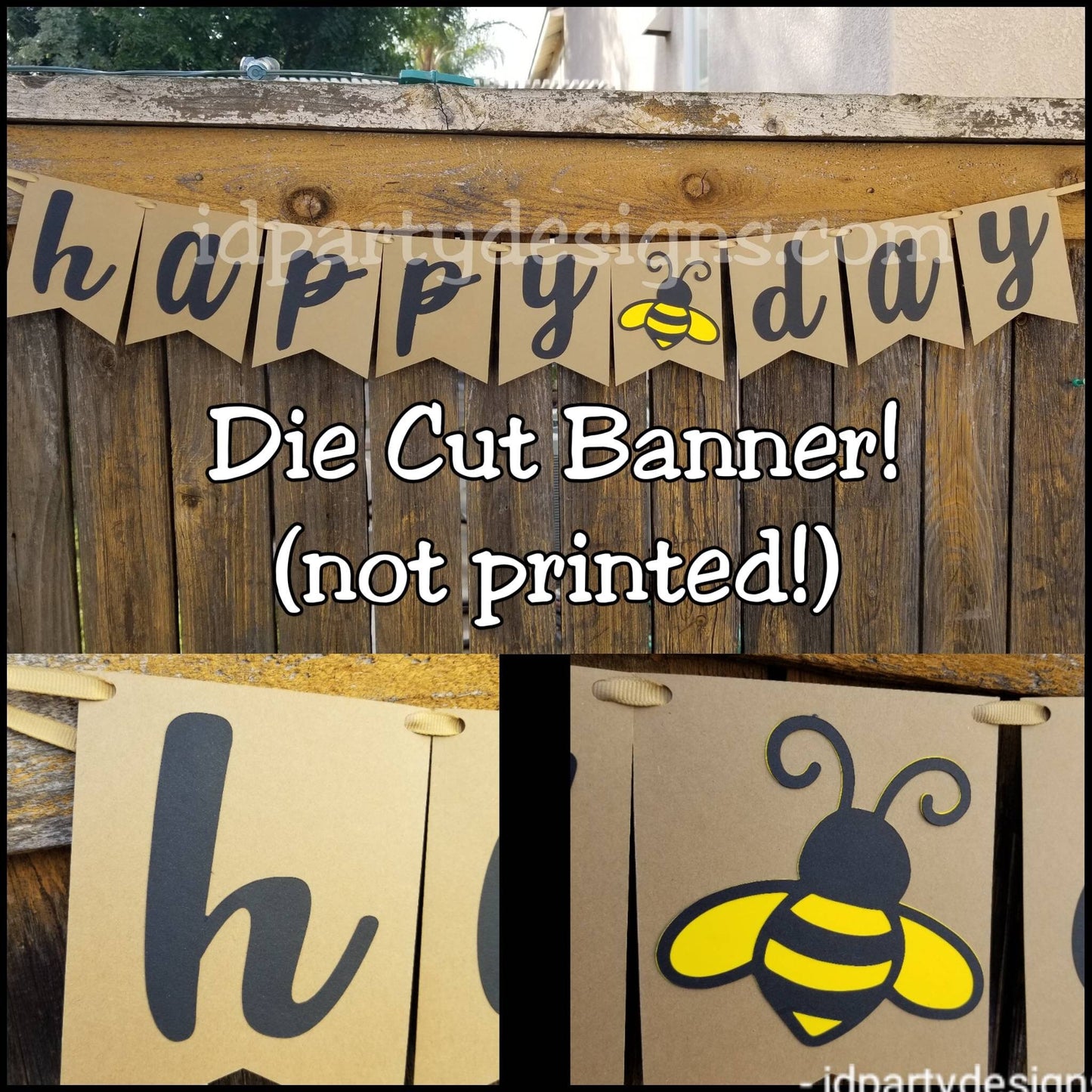 HAPPY BEE DAY Banner Happy Beeday Happy Birthday Bee Bee Birthday Bee Cake Topper Bee theme