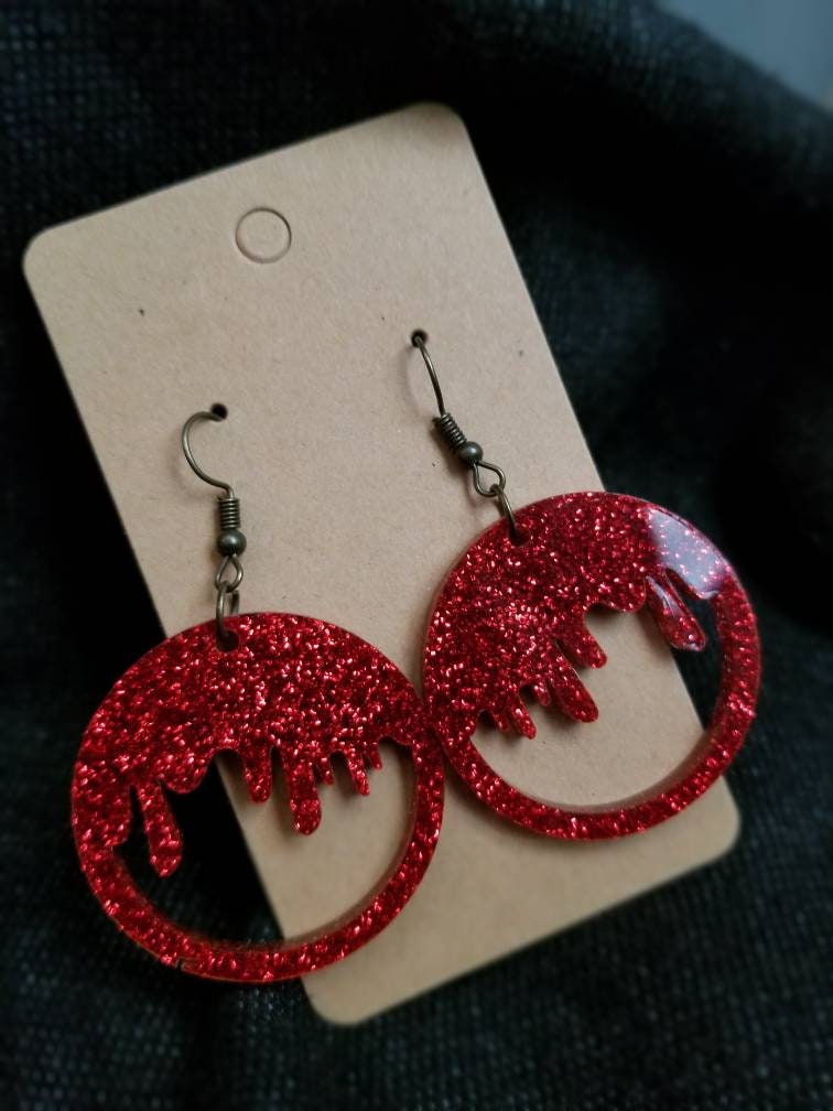 NAME HEART EARRINGS Acrylic Hoop Christmas Valentines Day Birthday