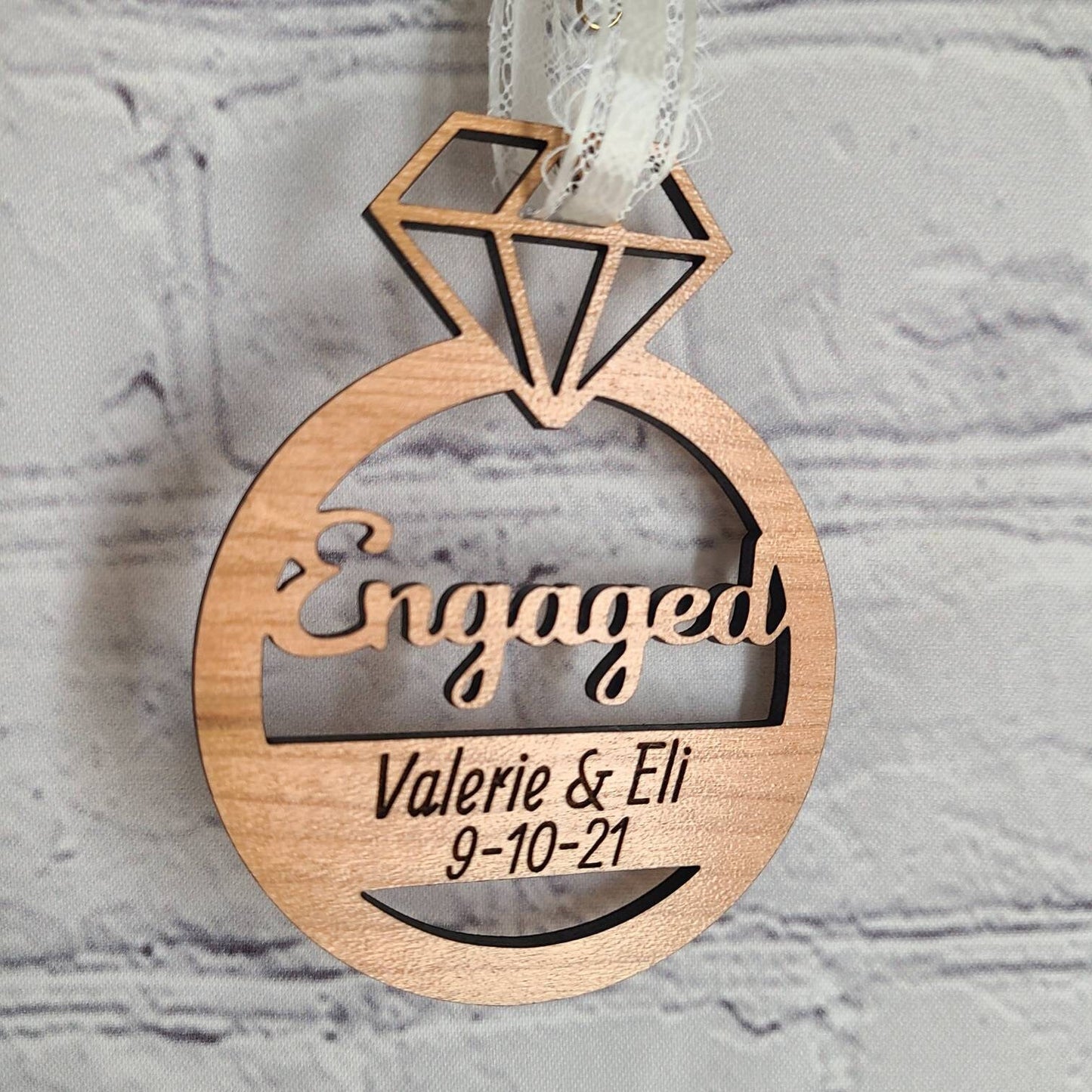 ENGAGEMENT WOOD ORNAMENT Custom Ornament 1st Christmas Engaged Decor We're Engaged