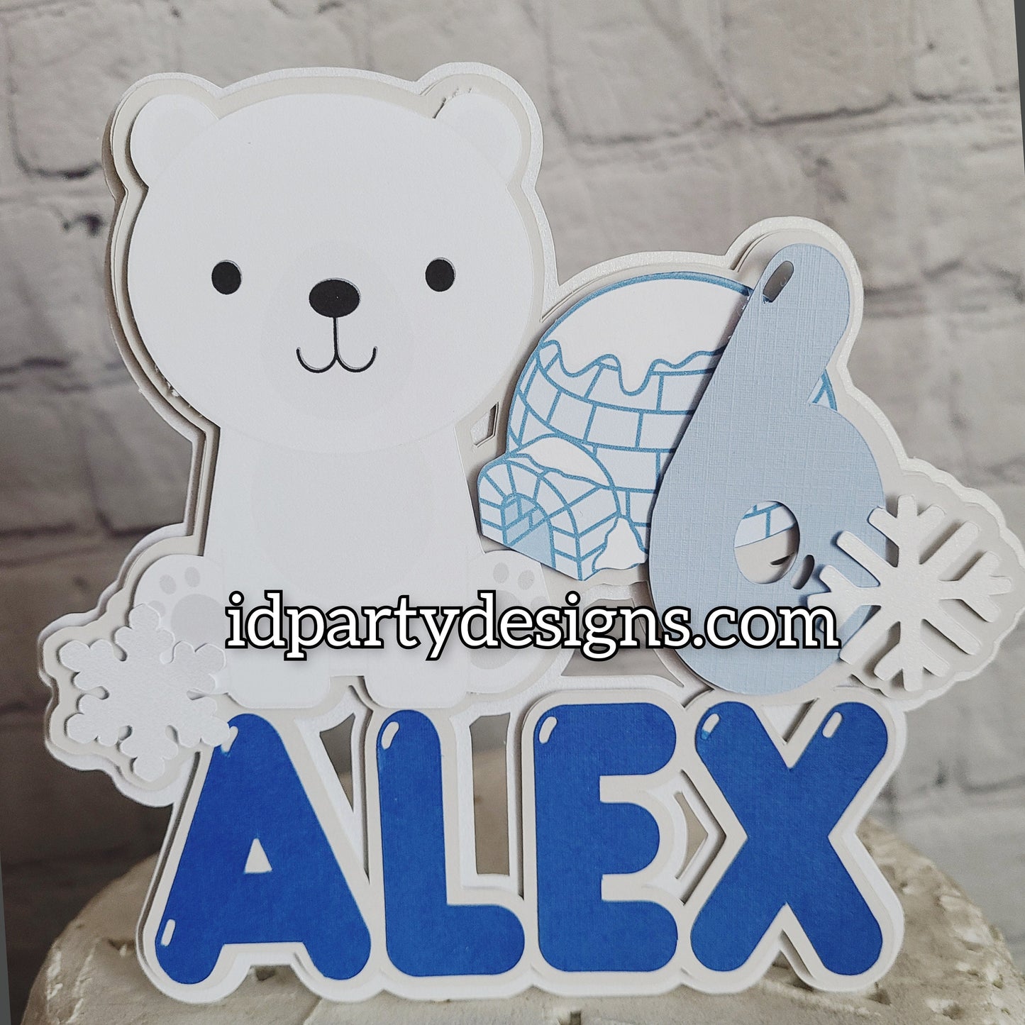 SNOW MUCH FUN Polar Bear Wolf Winter Wonderland Arctic Animals Cake Topper