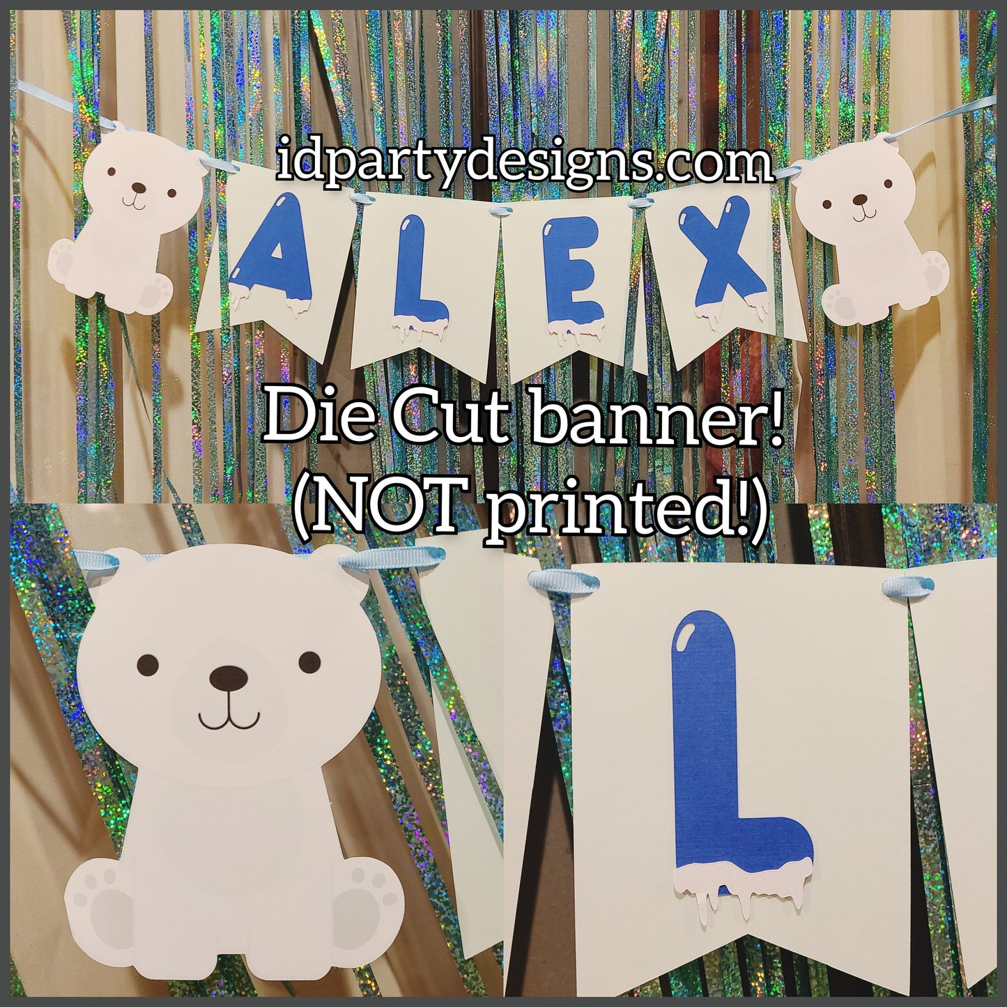 WINTER WONDERLAND ONEDERLAND Polar Bear Arctic Animals Snow Banner