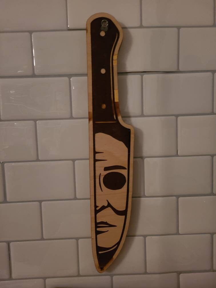 HORROR MOVIE KNIFE Engraved Wod Knives Chucky Mike Jason Scream