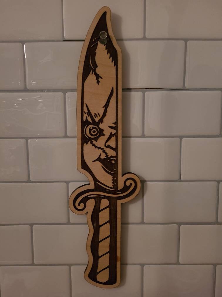 HORROR MOVIE KNIFE Engraved Wod Knives Chucky Mike Jason Scream