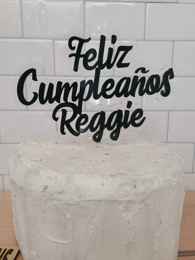 Feliz Cumpleaños 2 layer ACRYLIC CAKE TOPPER