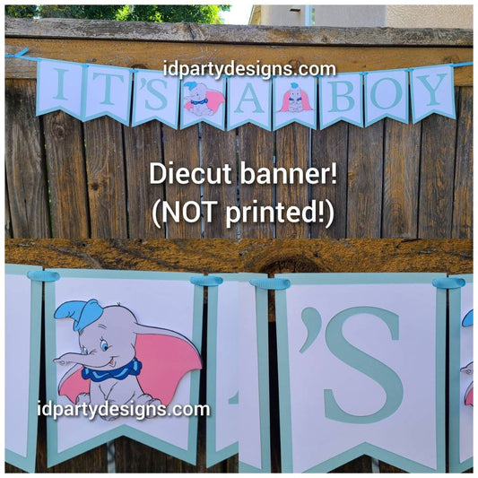 DUMBO BABY SHOWER Banner Cupcake Toppers Centerpiece Cutouts Picks Diecut