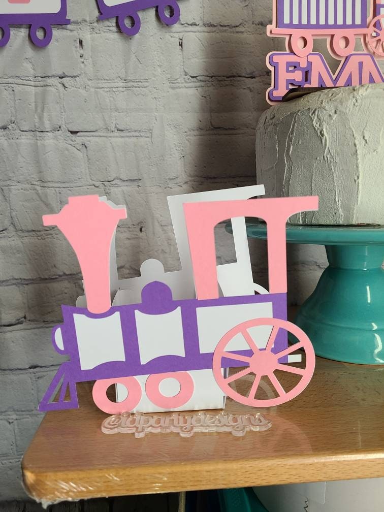 TRAIN BANNER BIRTHDAY Baby Shower Pop Up Train Centerpiece Balloon Holder Train Birthday Train Party Chuga Chuga Two Two Things That Go