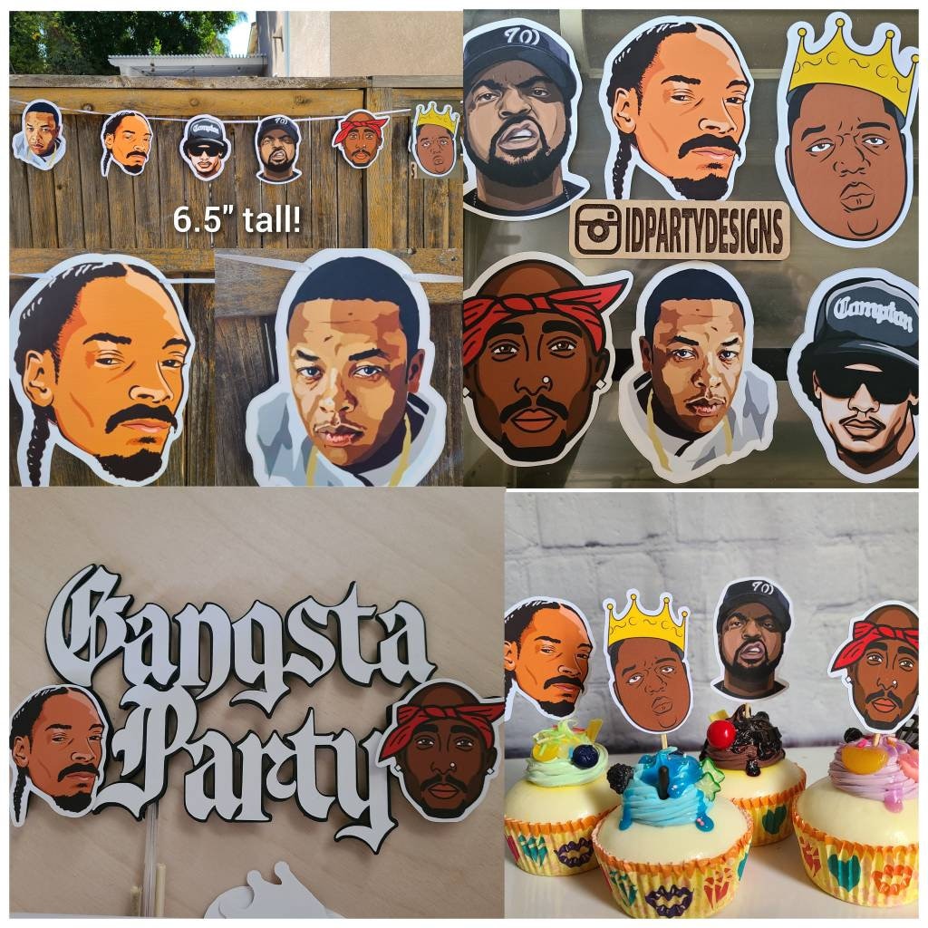 90s HIP HOP BIRTHDAY Cake Topper 90s Themed I love the 90s Ice Rappers Gangsta Rap All a Dream Gangsta Party