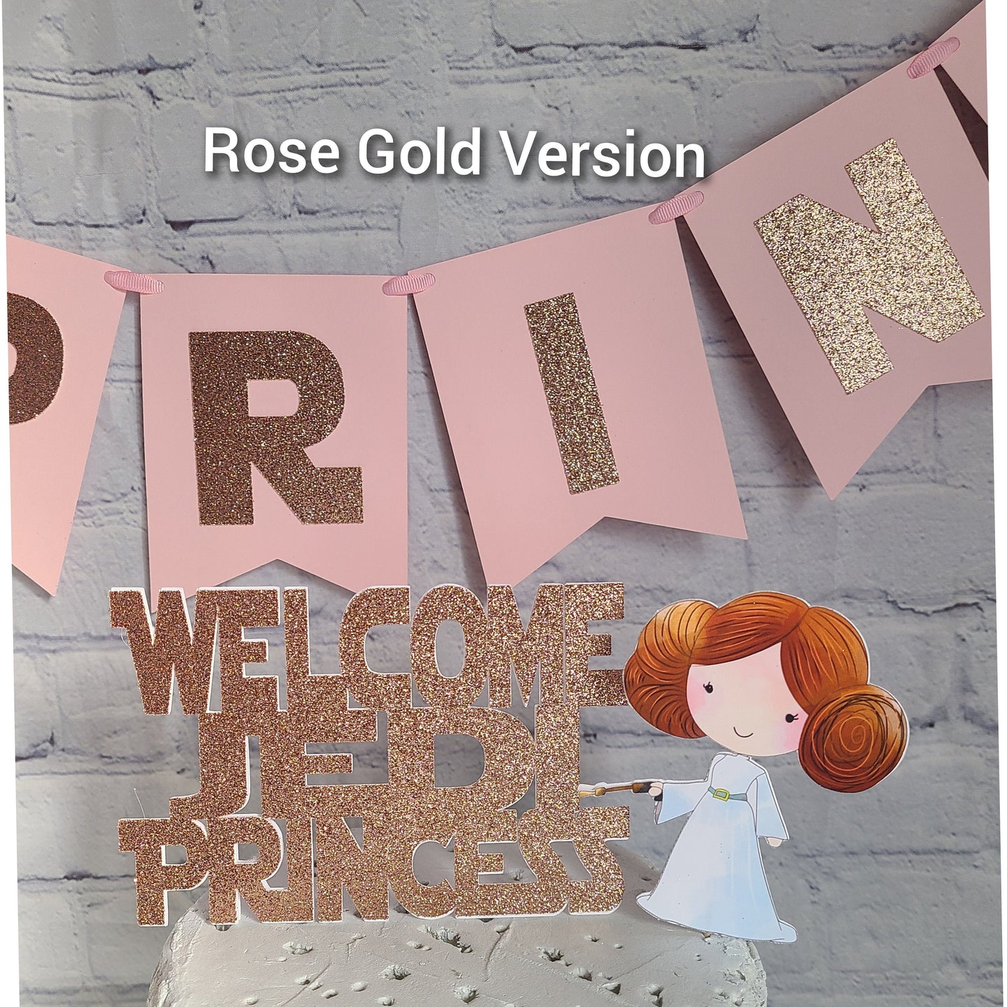 STAR WARS BABY Shower Cake Topper Rose  Gold Any PhraseJedi Princess Princess Leia Its a Girl Baby Princess The Force Yoda Darth Vader