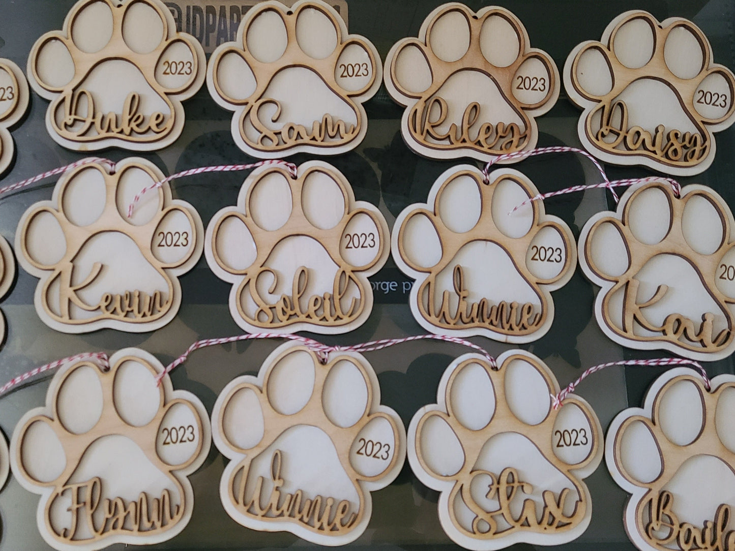 PET DOG PAW Memorial Wood Ornament Furbaby Fur Baby Dogmom Dog Mom Dog Dad Dogdad  Pet Ornaments