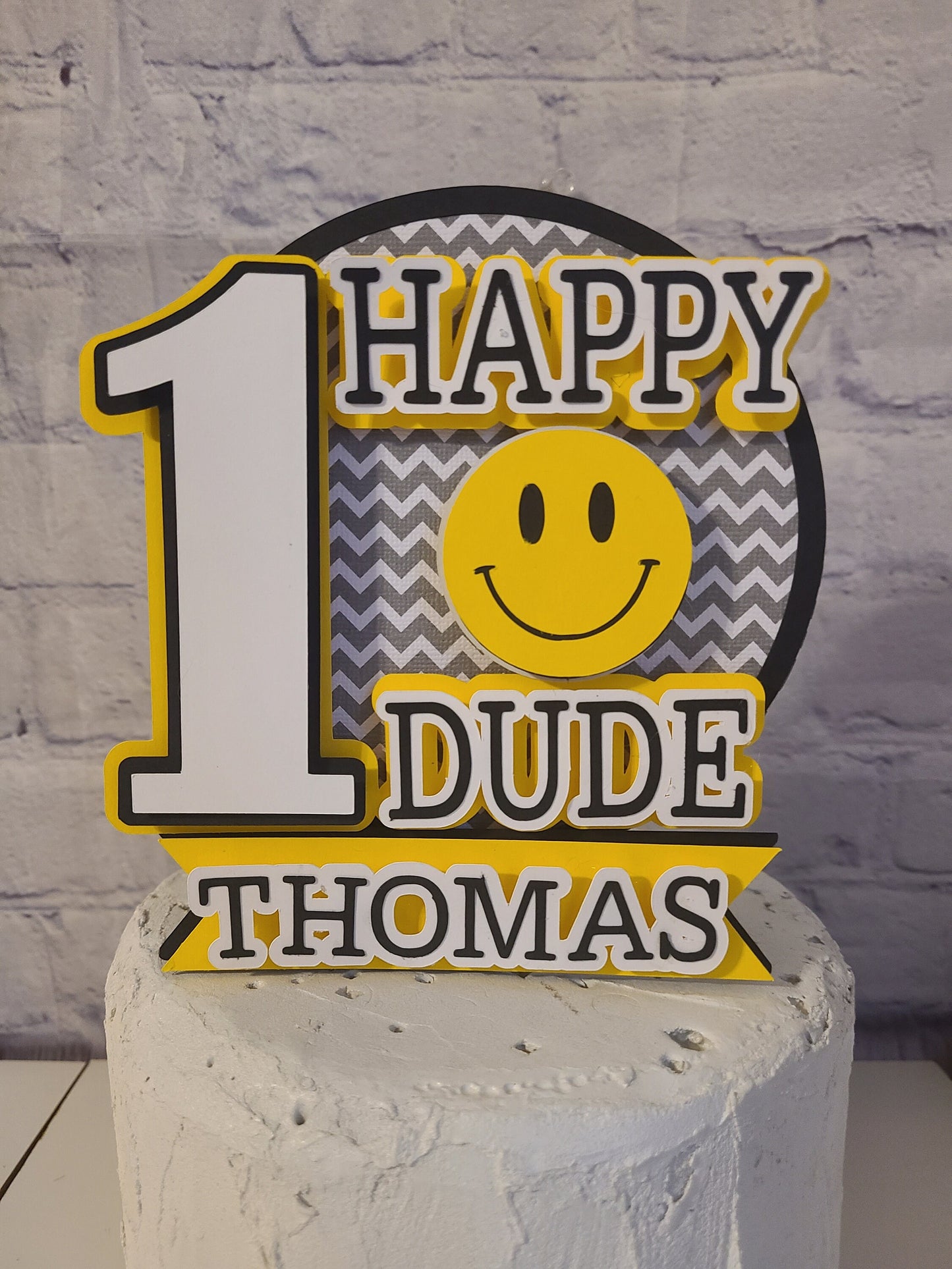 ONE HAPPY DUDE 1st Birthday Happy Face First Birthday Smiley Face 1 Happy Dude