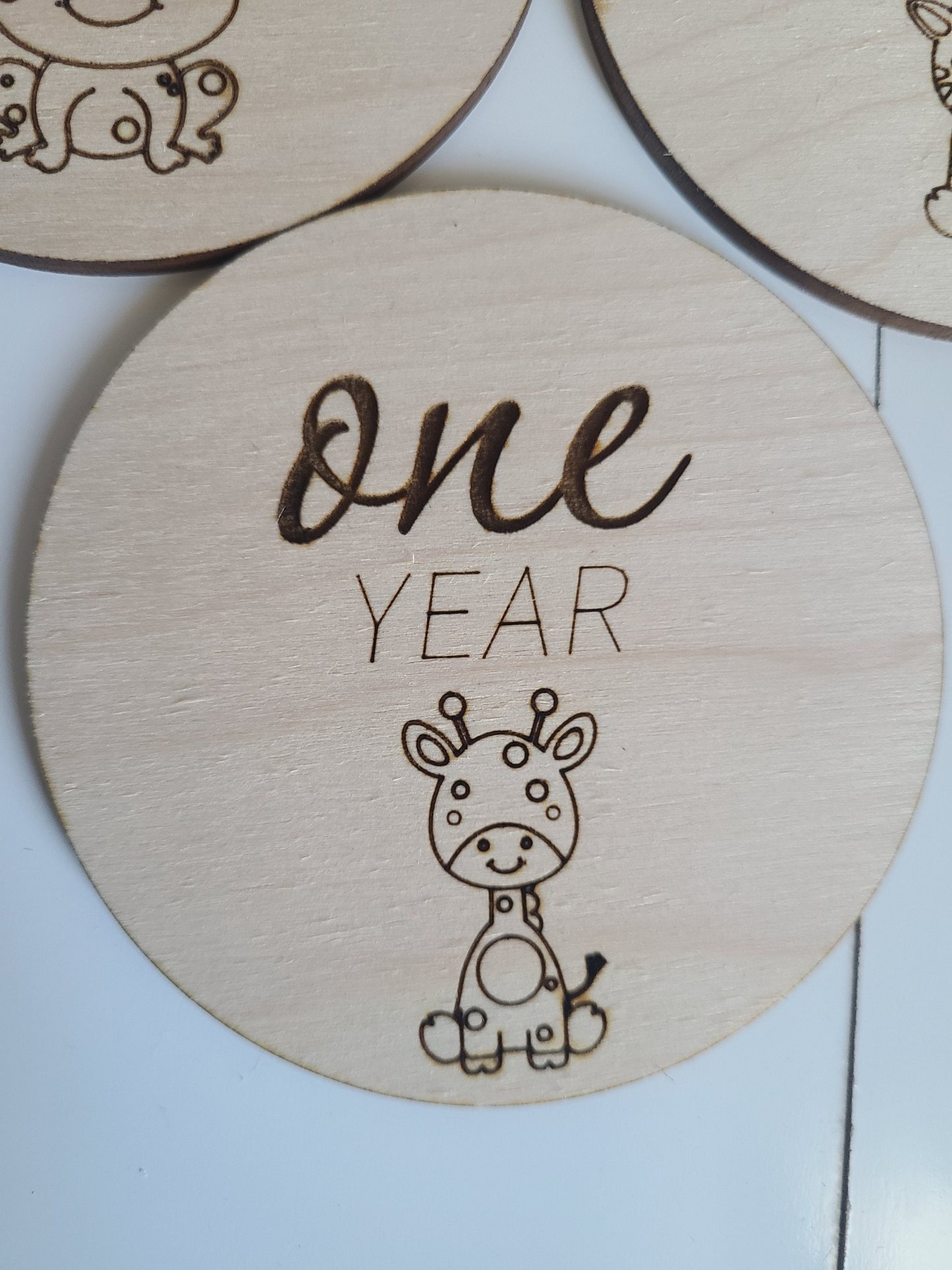 BABY ANIMAL MILESTONE Wood Discs